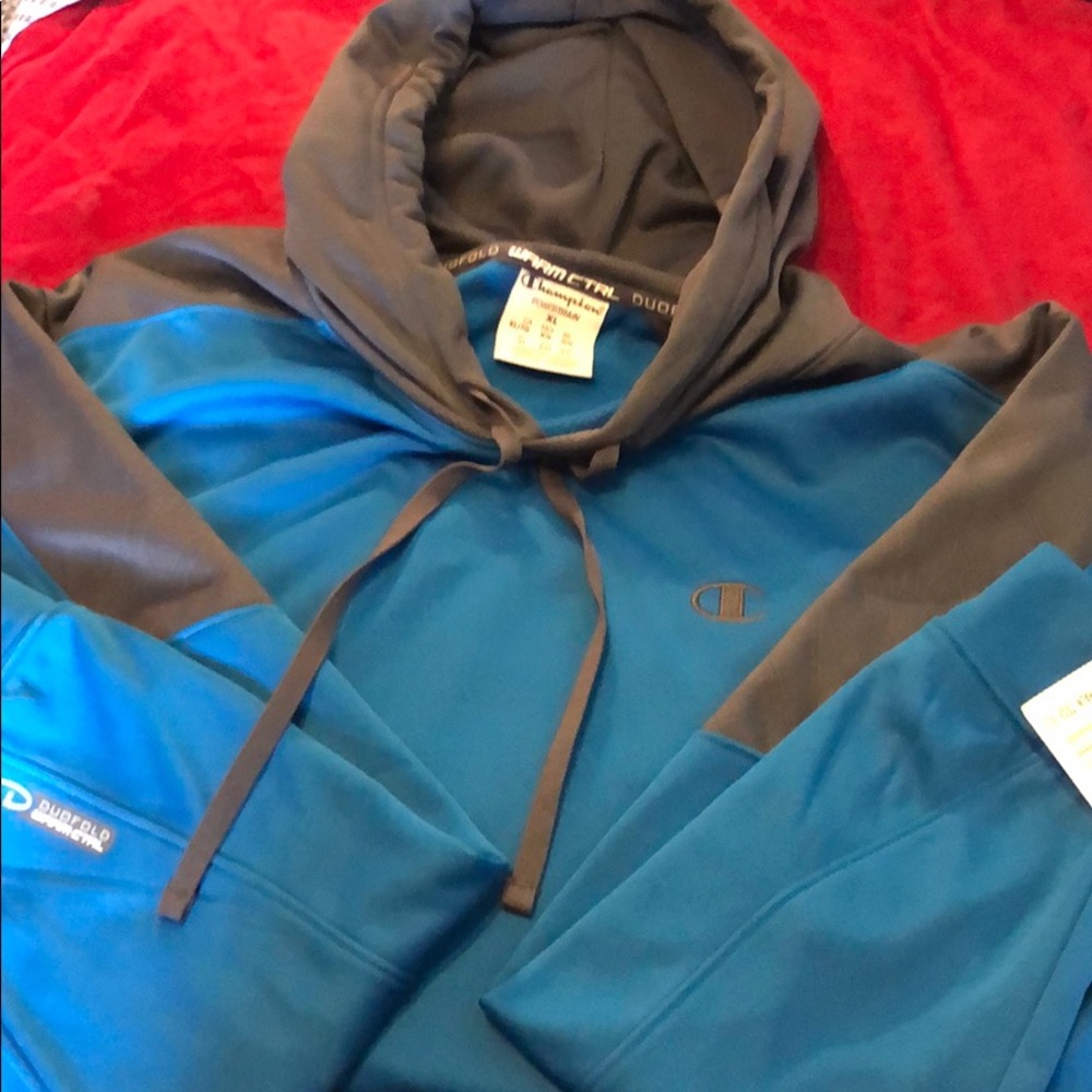 Champion XLarge Horizon Blue Hoodie Tech Fleece